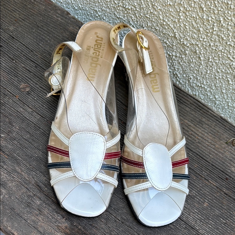 Vintage 80s red, white, and blue Slingback